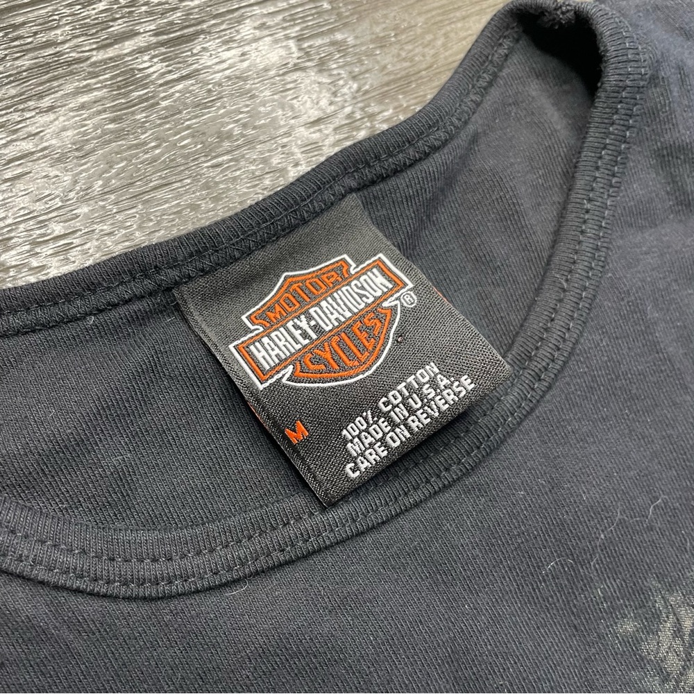 Harley Davidson Grey Black Long Sleeve TShirt Crew Neck M - Picture 6 of 9
